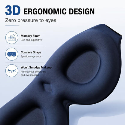 ALASKA BEAR Memory Foam Sleep Mask, Contoured Eye Cups for Women Men, Blue