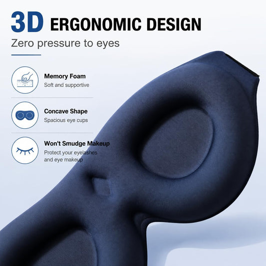 ALASKA BEAR Memory Foam Sleep Mask, Contoured Eye Cups for Women Men, Blue
