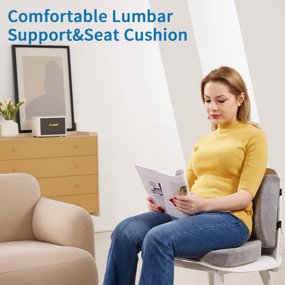SAIREIDER Seat Cushion and Lumbar Support Pillow for Office Chair, Memory Foam Car Seat Cushions Back Support Pillows, Help Relieve Pain of Back, Lumbar, Tailbone and Sciatic Nerve（Black）