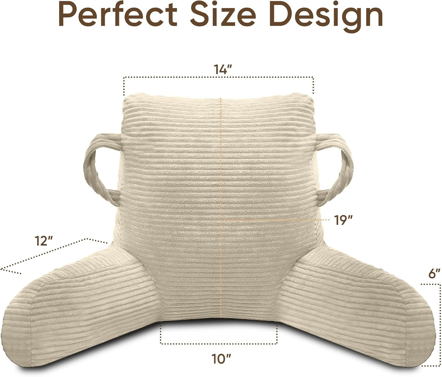 Reading Pillow for Sitting in Bed Adult, Memory Foam, Pockets | Shredded Memory Foam Backrest, Back Pillow with Arms and Pockets, Provide Comfort for Reading and Gaming in Bed, Black