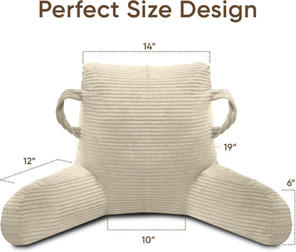 Reading Pillow for Sitting in Bed Adult, Memory Foam, Pockets | Shredded Memory Foam Backrest, Back Pillow with Arms and Pockets, Provide Comfort for Reading and Gaming in Bed, Black