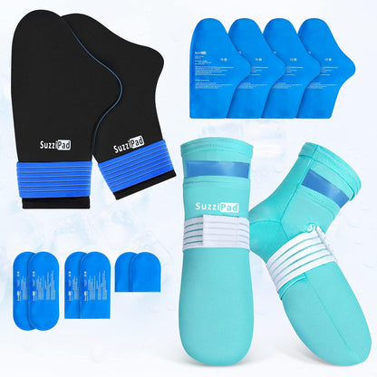 SuzziPad Cold Therapy Socks & Hand Ice Pack, Cooling Gloves for Chemotherapy, Chemo Care Package for Women and Men, S/M