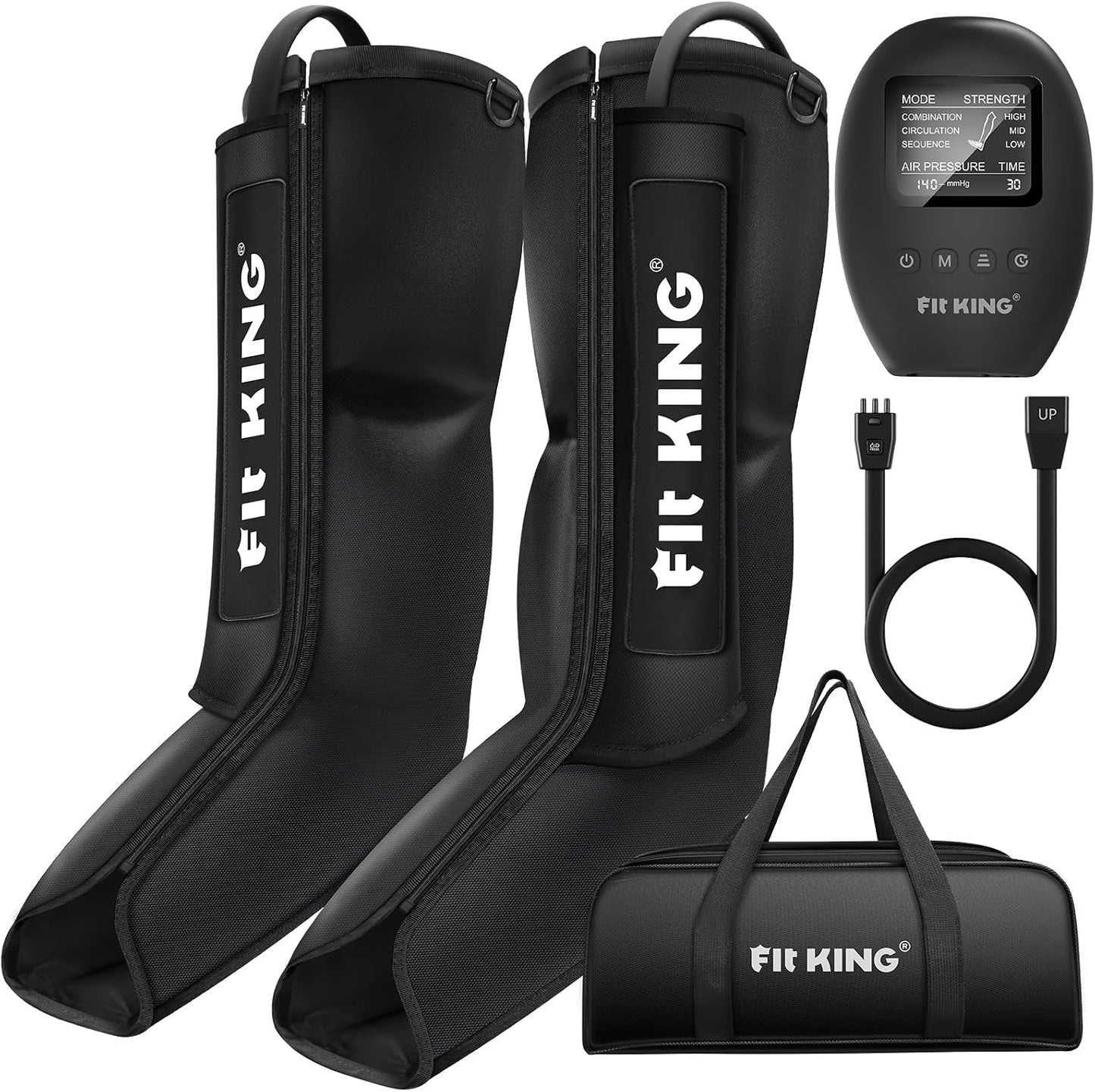 FIT KING Air Compression Leg Massager for Recovery, Foot and Calf Massager | Sequential Boots for Muscle Relaxation, Zipper Wearing, Not Cordless, FSA-HSA