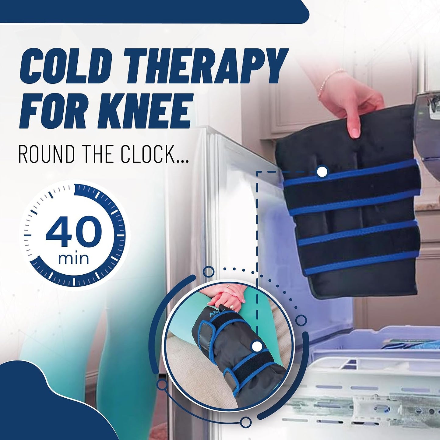 Two Pack - Knee and Elbow Ice Pack Wrap | Reusable Gel Ice Pack, Arm Ice Sleeve, Knee Pain Relief