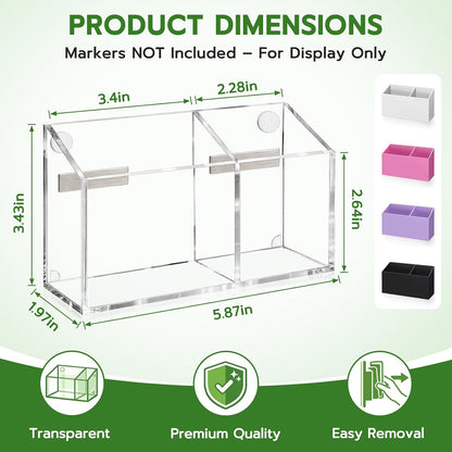 MR.MATE Magnetic Pen Holder,Clear Magnetic Marker Cup for Fridge Whiteboard | Dry Erase Marker Pencil Holder with Acrylic Cup and Strong Magnet, Non-slip Design For Refrigerator Locker Office & Classroom