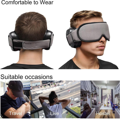 Noise Reduction Ear Muffs Eye Mask for Sleeping Set, Noise Cancelling Earmuffs 3D Light Blocking Sleep Mask Set
