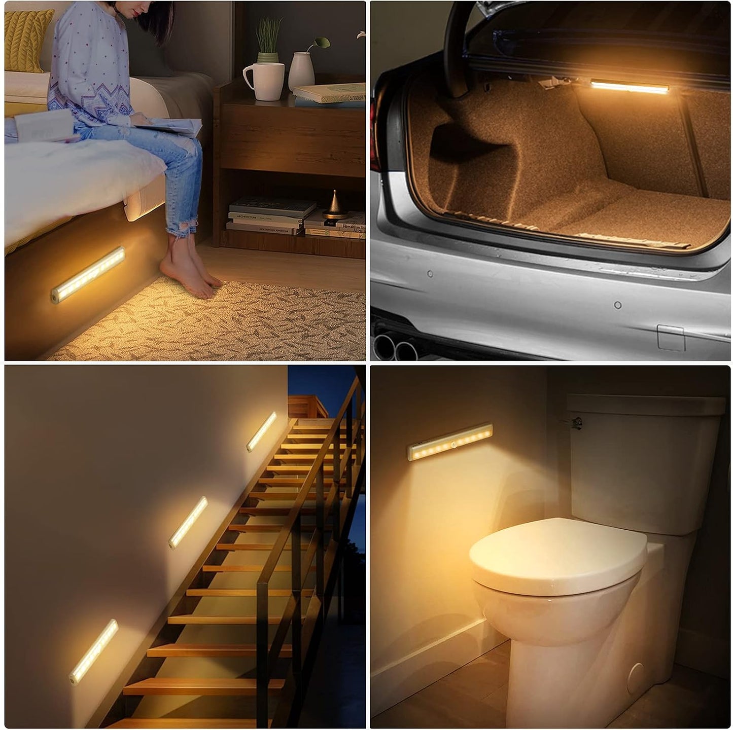 URPOWER Motion Sensor Light Indoor, 10 LED Motion Sensor Closet Lights Battery Operated Magnetic Under Cabinet Lights Strip Wireless Stick Up Night Lights Bar for Hallway Stair (1 Pack, Warm White)