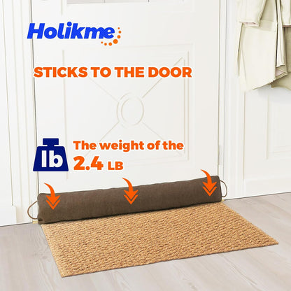 Holikme Weighted Door Draft Stopper - Under Door Seal, 36inch Black | Heavy Duty Fabric, Removable Washable Cover, Hook-and-Loop Fasteners Included, Soundproof & Thermal Insulation, Energy Saving