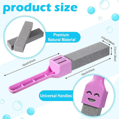 Outus 48 Pack Pumice Stone for Toilet Cleaning with 6 Reusable Handles, Powerful Pumice Cleaning Sticks for Toilets, Tubs, Sinks, Grills and Pool Tiles, Effectively Removes Hard Limescale