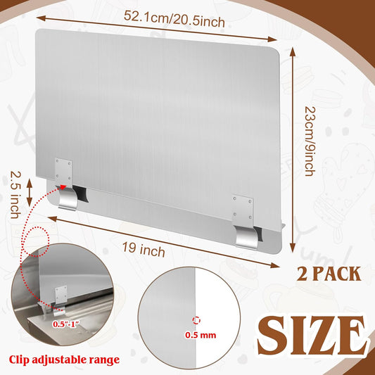 Ferraycle 2 Pack 20-1/2" W x 9" H 304 Stainless Steel Fryer Splash Guard for Stove & Kitchen, Oil Splatter Screen Protection, Heavy Duty Grease Barrier for Frying, Grilling, Easy Clean, Universal Fit | Commercial Stainless Steel Guards Prevent Oil