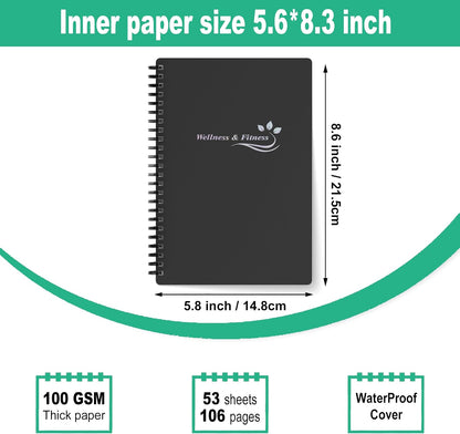 Wellness Planner & Fitness Log - Daily Diet & Health Journal with Weight Loss, Wellness Journal Notebook for Tracking Fitness, Sleep, Nutrition, Meal, Habits, A5(5.8 x 8.6 inch) (Green)