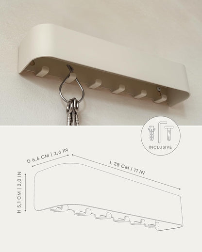 Kazai. Key Holder for Wall 'Tone' | Minimalist Key Hooks Design from Berlin | Modern Key Hanger with Metal Shelf | Key Hook Wall Mounted as Hallway Furniture | Black