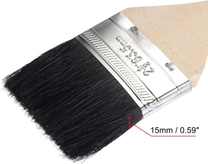 uxcell Bent Radiator Paint Brush 17" Length 2" Width Bristle with Long Wood Handle for Wall Treatment Black 4Pcs