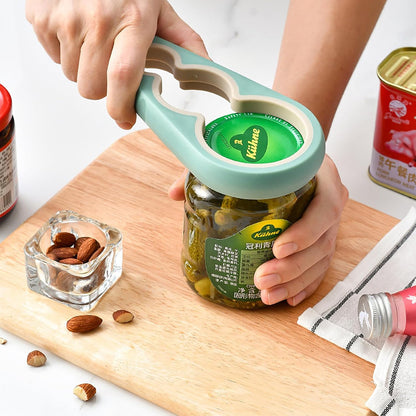 Jar Opener for Seniors with Arthritis,Jar Opener for Weak Hands,5-in-1 Bottle Opener,4-in-1 Can Opener (A-Blue)