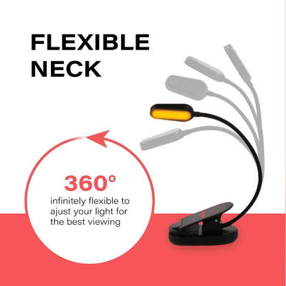 hooga Amber Book Light – Blue Light Blocking Reading Light for Bed, Stepless Dimming, Rechargeable Clip-On Night Light, 1600K Amber & 625nm Red LED for Night Reading