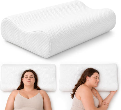 AM AEROMAX Contour Memory Foam Cervical Pillow for Neck Pain Relief, White