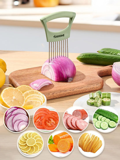 Onion Holder for Slicing | Onion Slicer Holder | Tomato Cutter for Slicing of Lemon Avocados Eggs and Fruit, Multifunctional Vegetable Chopper, Home Essentials & Kitchen Gadgets Tool for Food Prep