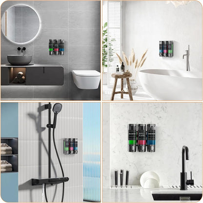 Shampoo and Conditioner Dispenser,Shower Soap Dispenser 3 Chamber No Drill Wall-Mounted Shampoo Dispenser for Shower Wall Mounted Shower Dispenser for Bathroom Hotel Large Capacity,Black