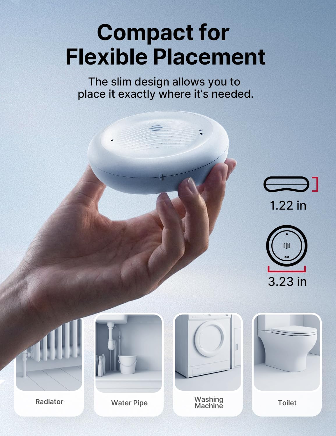X-Sense 2-in-1 Wi-Fi Water Leak Detector & Freeze Detector, No Hub (1-Pack) | Alerts Below 39°F, 110 dB Alarm, Instant Alerts, Detects Water as Low as 0.4 mm, for Garages, Cabins & RVs