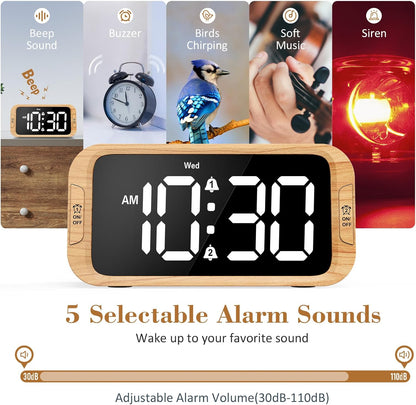 Odokee Digital Dual Alarm Clock for Bedroom with 0-100% Dimmable Display | Easy to Set Alarm Clock with Weekday/Weekend Mode - Loud Alarm for Heavy Sleepers with 5 Sounds Adjustable Volume - Blue