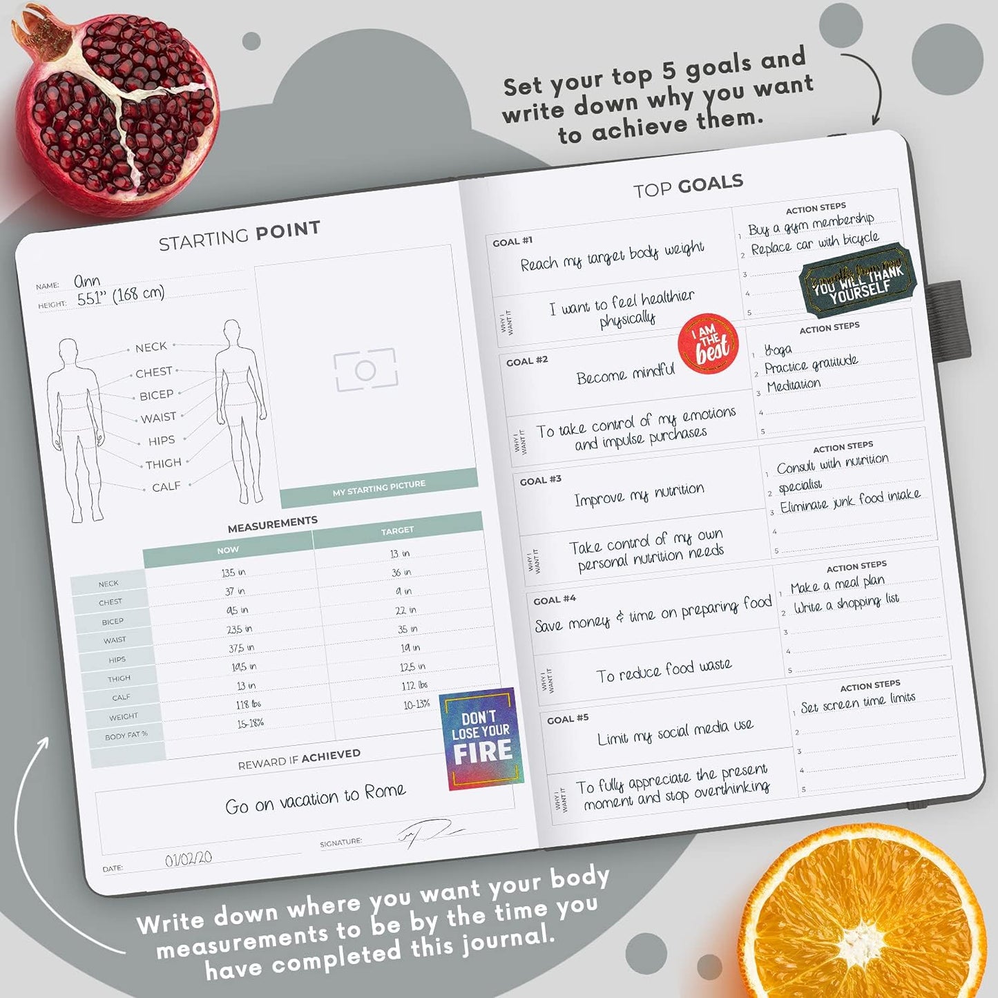 Clever Fox Wellness Planner & Food Journal for Weight Loss, A5 Orange | 5.8"x8.3" nutrition & exercise tracker for women tracking meals, diet & symptom diary, calorie counter notebook, stickers