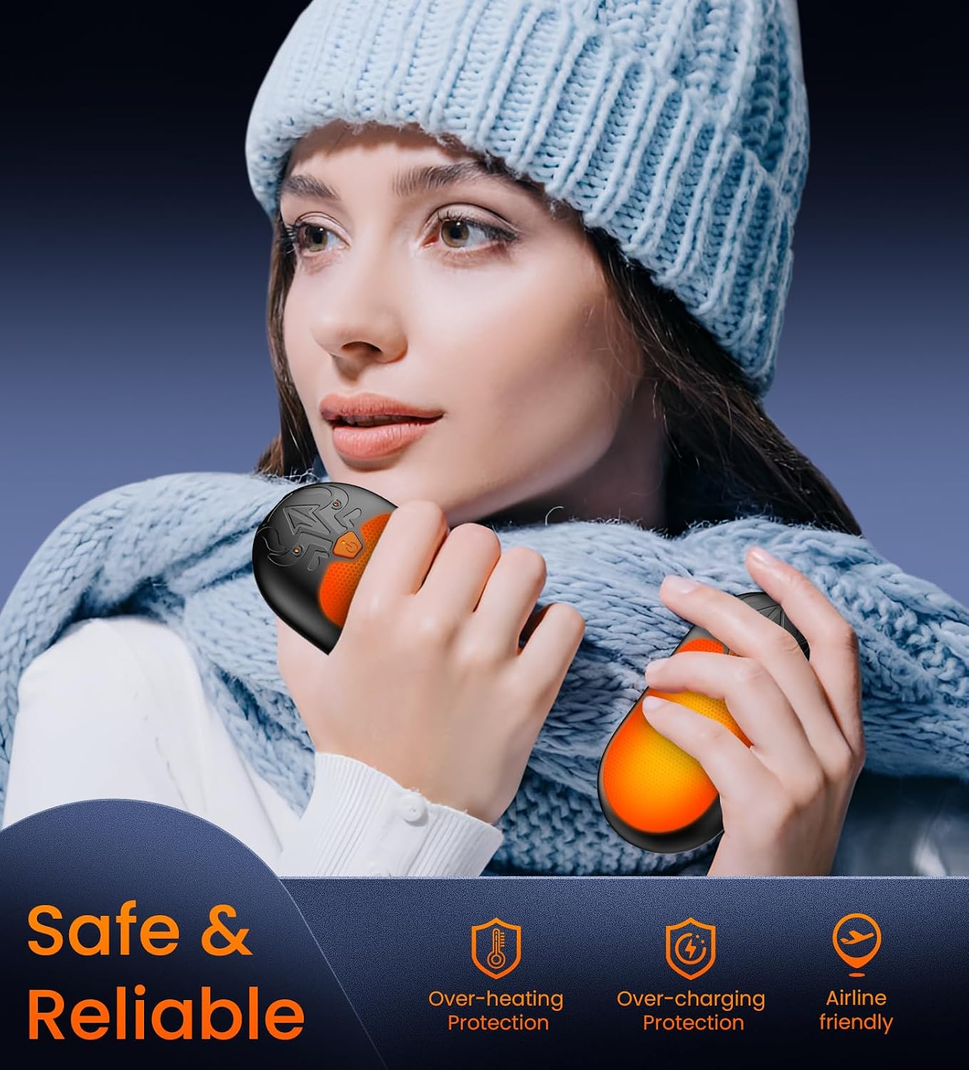 Hand Warmers Rechargeable 2 Pack, Electric Hand Warmer, 24Hrs Long Lasting Magnetic Reusable Hand Warmers with 3 Heat Settings, Portable Pocket Heater, for Men, Women, Camping, Hunting, Golf, Ski