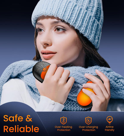 Hand Warmers Rechargeable 2 Pack, Electric Hand Warmer, 24Hrs Long Lasting Magnetic Reusable Hand Warmers with 3 Heat Settings, Portable Pocket Heater, for Men, Women, Camping, Hunting, Golf, Ski