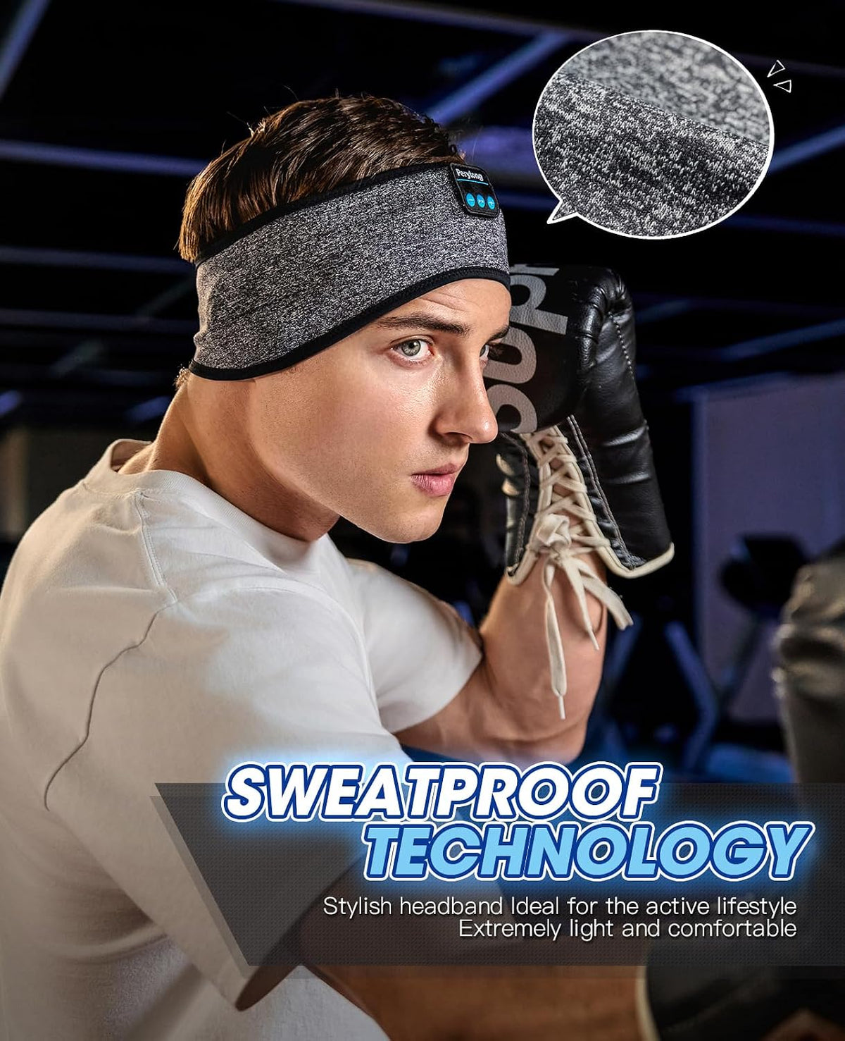 Perytong Sleep Headphones Wireless, Bluetooth Sports Headband Headphones with Ultra-Thin HD Stereo Speakers Perfect for Sleeping,Workout,Jogging,Yoga,Insomnia, Air Travel, Meditation (Grey)