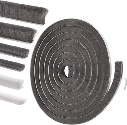 Self-Adhesive Weather Stripping Seal for Doors & Windows – Soundproof Insulation Gap Filler for Sliding, Exterior, Front, and Jamb Frames – 0.2" x 0.35" x 16.5 ft, Gray