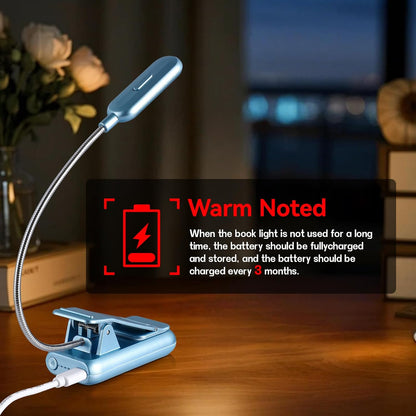 VAVOFO Rechargeable Book Light for Reading in Bed Kids, 7 LED Reading Light with 9-Level Warm Cool White Daylight, Eye Care Lamp with Power Indicator for Bookworms (Yellow)