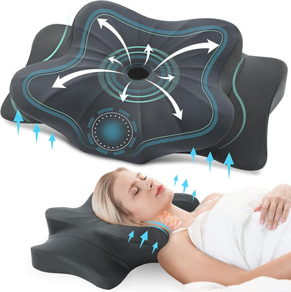 DONAMA Contour Cervical Neck Pillow for Neck Pain Relief | Queen,Ergonomic Dual-Height,Odorless Memory Foam,Side/Back/Stomach Sleepers,Cooling Hypoallergenic Cover,OEKO-TEX Certified