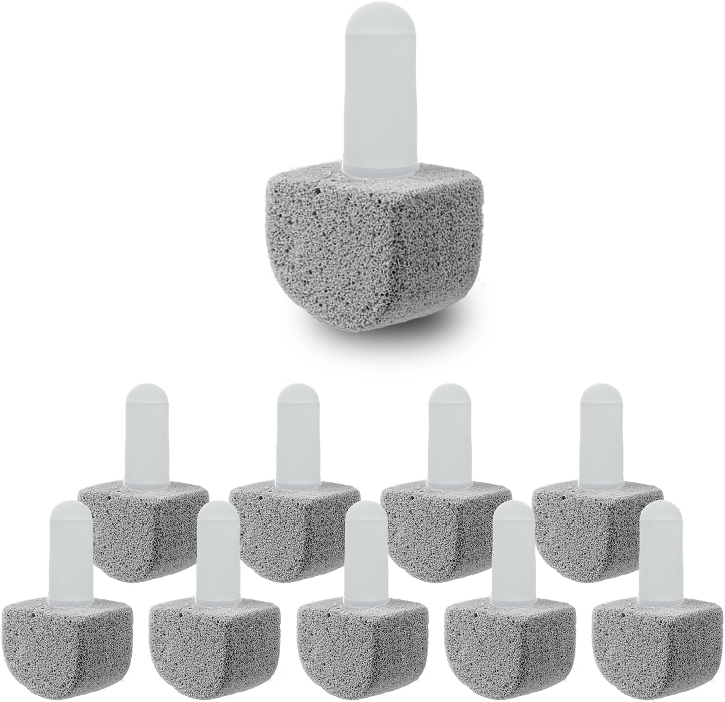 Pumice Toilet Cleaner 17in, Hard Water Stain Remover for Pool & Tub, (1+8) | Natural pumice set. Removes rust, lime & hard water rings from tubs, pools & tiles. Long handle. Easy refill.