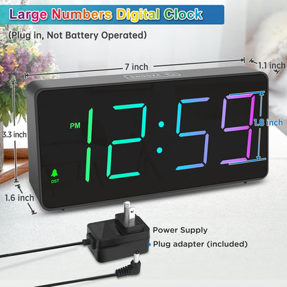 Peakeep Digital Alarm Clock for Bedroom Bedside, Large Display, USB Charger