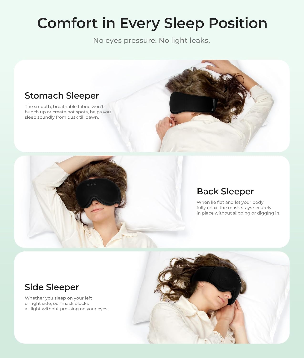 MUSICOZY Sleep Mask Headphones with Bluetooth Wireless Eye Masks Earphones | 3D Blackout Eyemask with Music Headphone for Side Sleepers, Hi-Fi Sound＆Long Battery Life Sleeping Earbuds for Travel Rest
