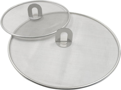 2Pcs 10" & 13" Stainless Steel Splatter Screen | Splatter Guard, Ultra Fine Mesh, Cooking Protector, Frying Cooking/Kitchen Use