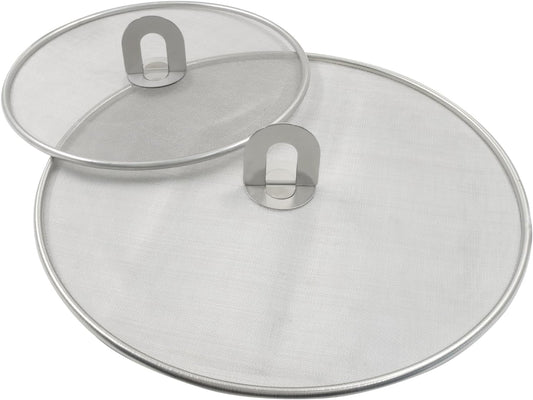 2Pcs 10" & 13" Stainless Steel Splatter Screen | Splatter Guard, Ultra Fine Mesh, Cooking Protector, Frying Cooking/Kitchen Use