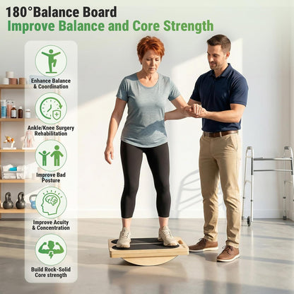 Wooden Slant Board, 2-in-1 Adjustable Calf Stretcher, 300lb | 180° Adjustable,6 Angle,withTraining Poster,Portable Incline Board,Physical Therapy,Ankle Stretching