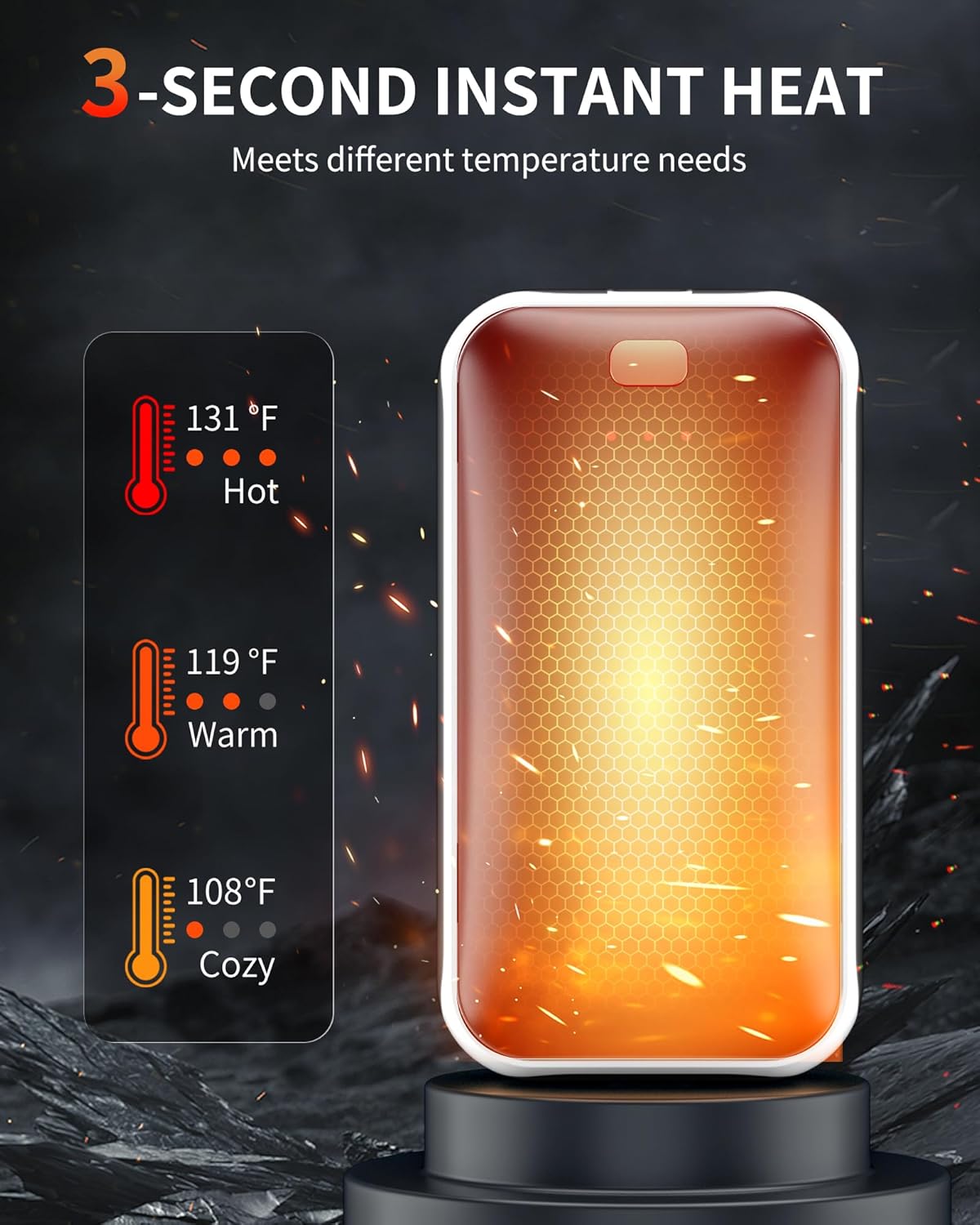 Lerat 2 Pack Rechargeable Hand Warmers, 3s Fast Heating Electric Hand Warmer, Reusable Portable Pocket Heater for Golf, Football, Camping, Hunting Essentials, Gifts for Men Women