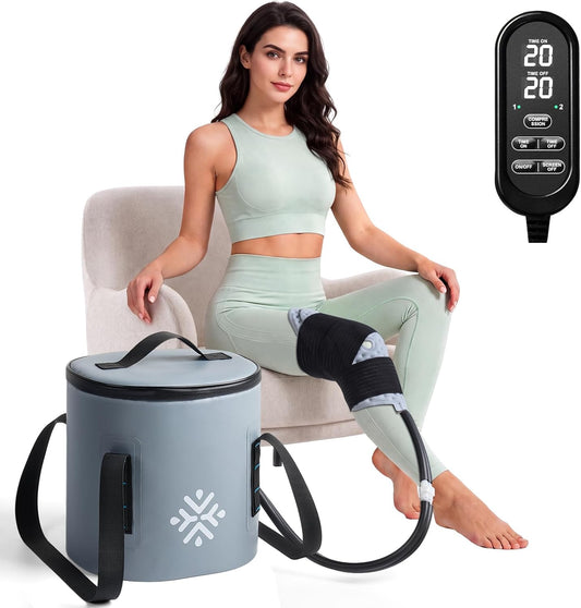 Ice Machine for Knee After Surgery w/Compression, Hip Replacement Cold Therapy Machine, Cryocuff Wrap Pack for Shoulder Recovery, ACL Cold Circulation System