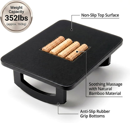 Bamboo Under Desk Foot Rest Foot Stool Rocking Footrest (Nature Semicircle) | Ergonomic Wooden Foot Stool with Non-Slip Surface