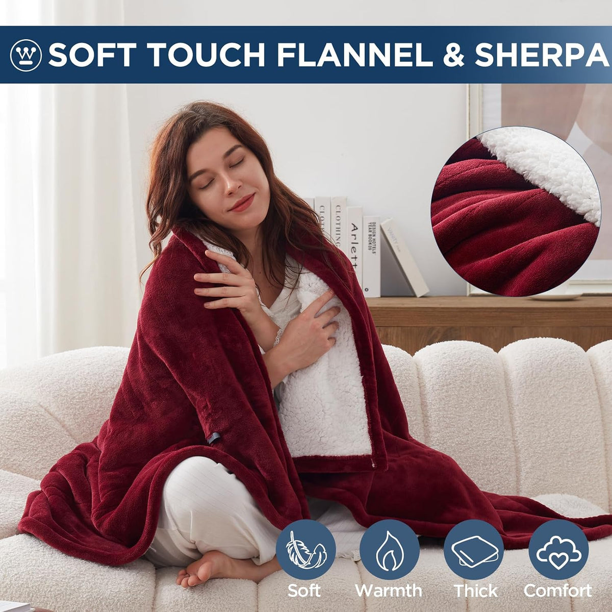 Westinghouse Heated Throw Blanket, 50"x60", Charcoal, ETL Certified
