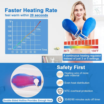 Cordless Foot Warmer with Heat and Massage - Rechargeable Heating Pad for Feet, 3 Temp & Vibration Levels, 60 Min Timer for Plantar Fasciitis, Ankle Pain, Cold Feet at Home, Office, Sleeping