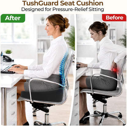TushGuard Donut Pillow Seat Cushion Memory Foam Lifting Cushions, Black