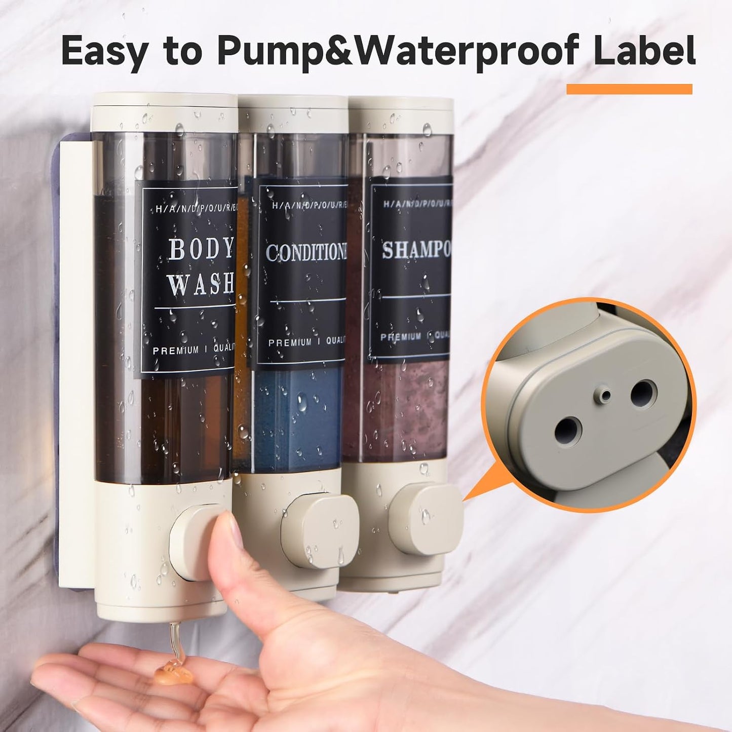 Shampoo and Conditioner Dispenser,Shower Soap Dispenser 3 Chamber No Drill Wall-Mounted Shampoo Dispenser for Shower Wall Mounted Shower Dispenser for Bathroom Hotel Large Capacity,Dark Gray1