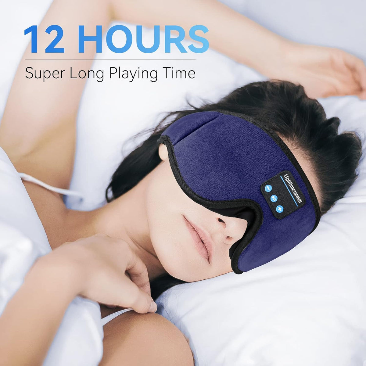 Sleep Headphones, Bluetooth 5.0 Wireless 3D Eye Mask, Lightimetunnel Washable Sleeping Headphones for Side Sleepers With Adjustable Ultra Thin Stereo Speakers Microphone Hands Free for Insomnia Travel