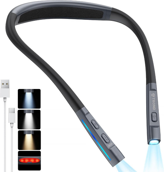 TROND LED Neck Reading Light, Bendable Neck Light for Reading, USB-C, Black