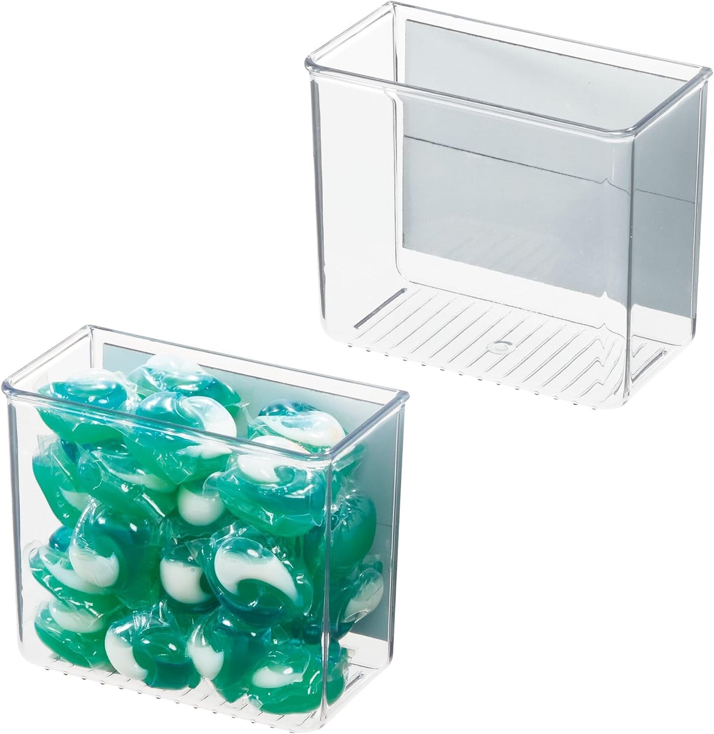 iDesign Magnetic Small Clear Plastic Organizer Bins | Laundry Room Storage