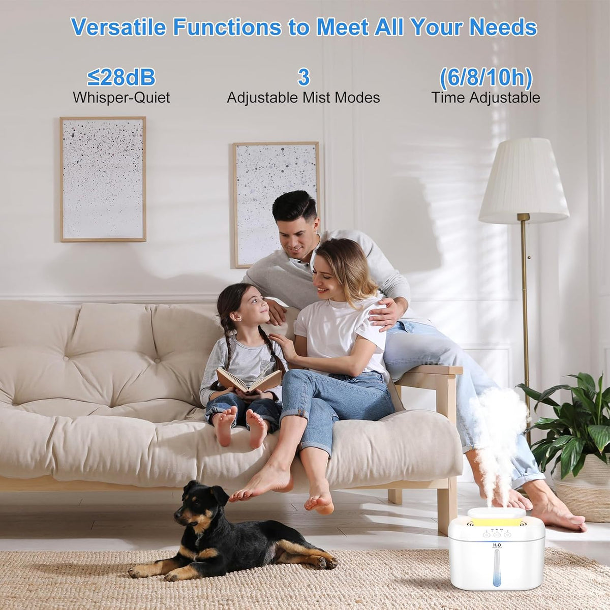 COO Humidifiers for Bedroom, 2L Top Fill Tank, 30H Runtime Cool Mist