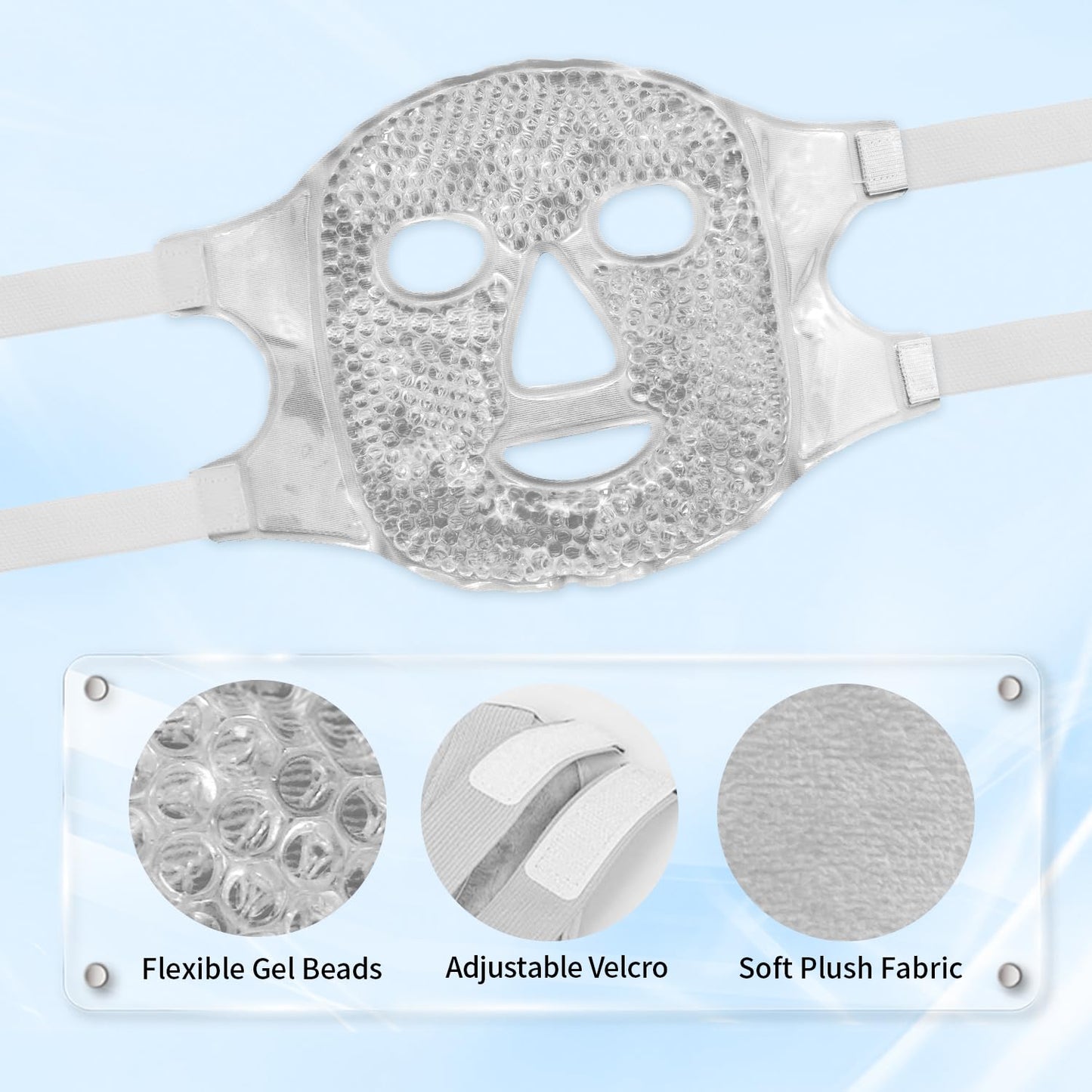 Cold Face Eye Masks Ice Face Mask Hot Cold Compress for Dark Circles, Puffiness, Migraines, Headache, Stress, Redness, Cooling Face Masks for Women Man, Skin Care