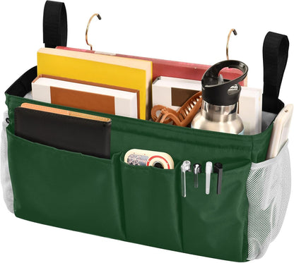 Forest Green Bedside Caddy Bedside Storage Organizer Hanging Storage Bag for Bunk and Hospital Beds, Dorm Rooms Bed Rails